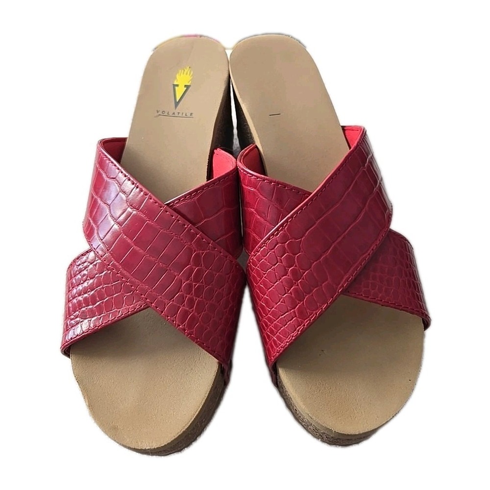 Volatile Womans Wedge Sandals Red Size 9